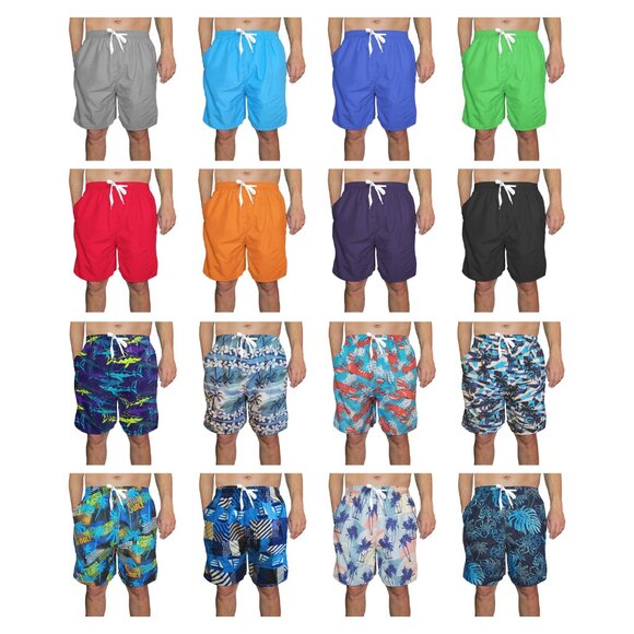 Men's Printed Swim Shorts with Pockets  Beachwear Bathing Suits Board Trunks - Picture 4 of 16
